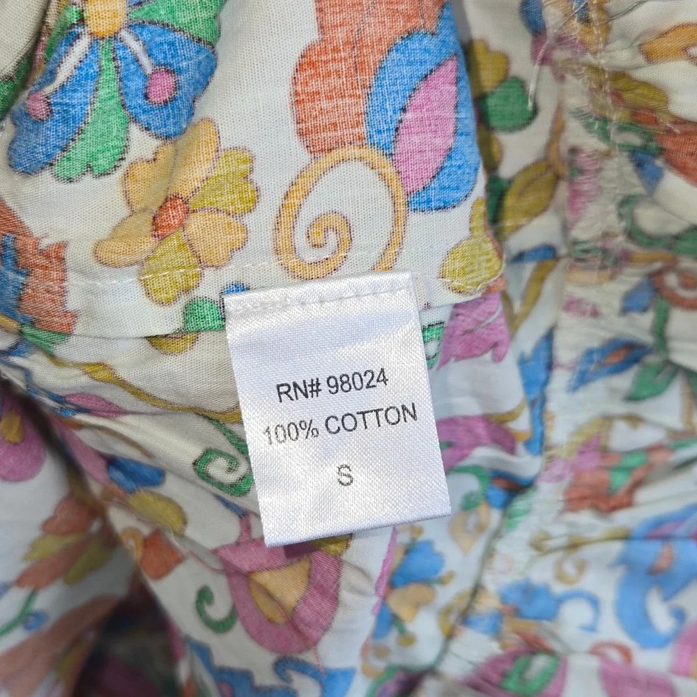 House of Harlow 1960 Nicole Richie Floral Smocked Mini Dress Cotton Small Multi - Picture 5 of 7